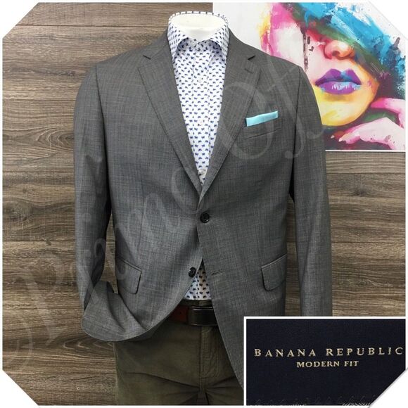 BANANA REPUBLIC Mens Blazer Sport Coat Casual Jacket Size 44R Modern Wool‎ Suit - Picture 1 of 12
